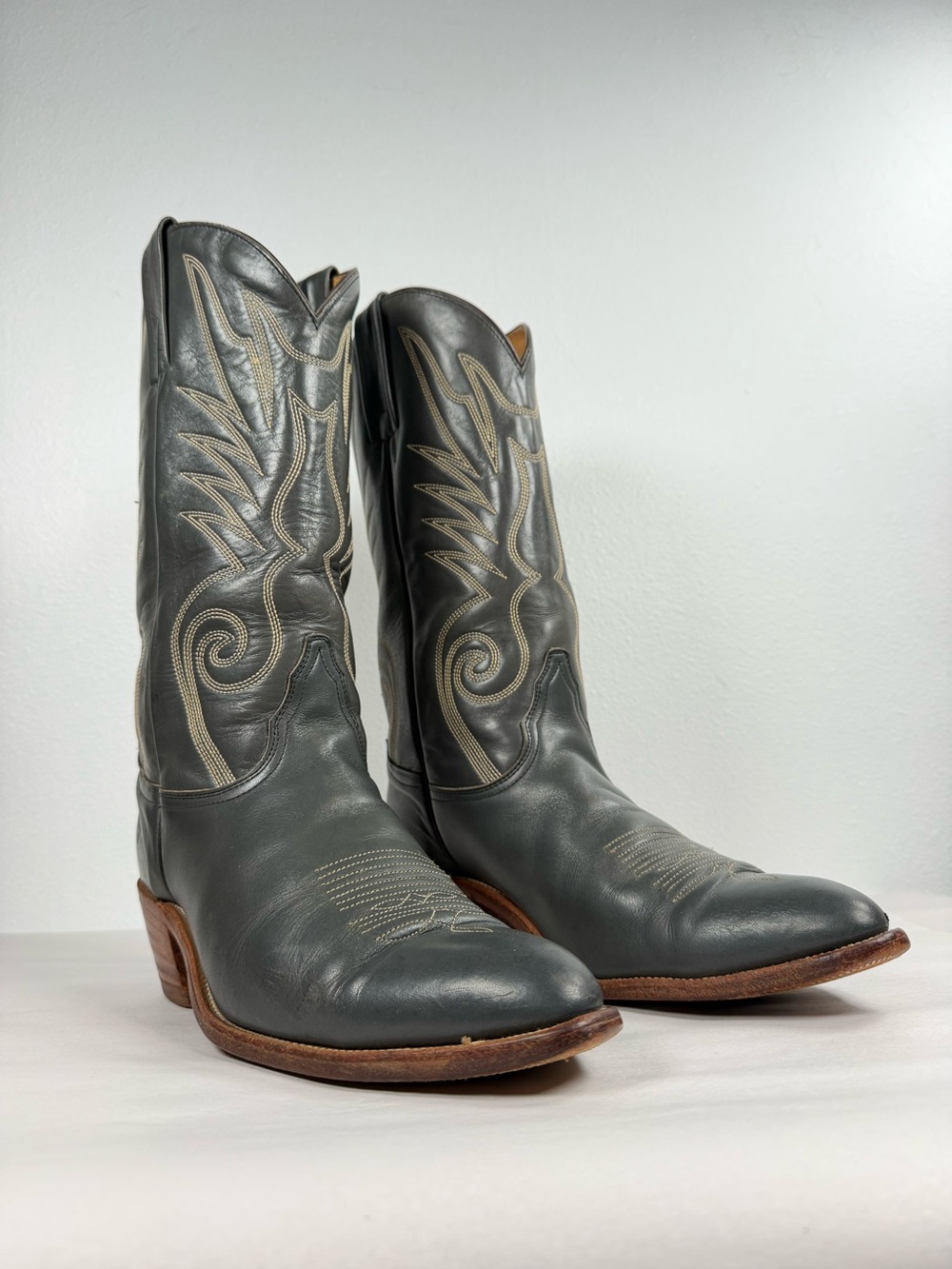 Vintage Men’s Frye Cowboy Boots Size 11.5D Leather 3214 Western Grey Made In USA